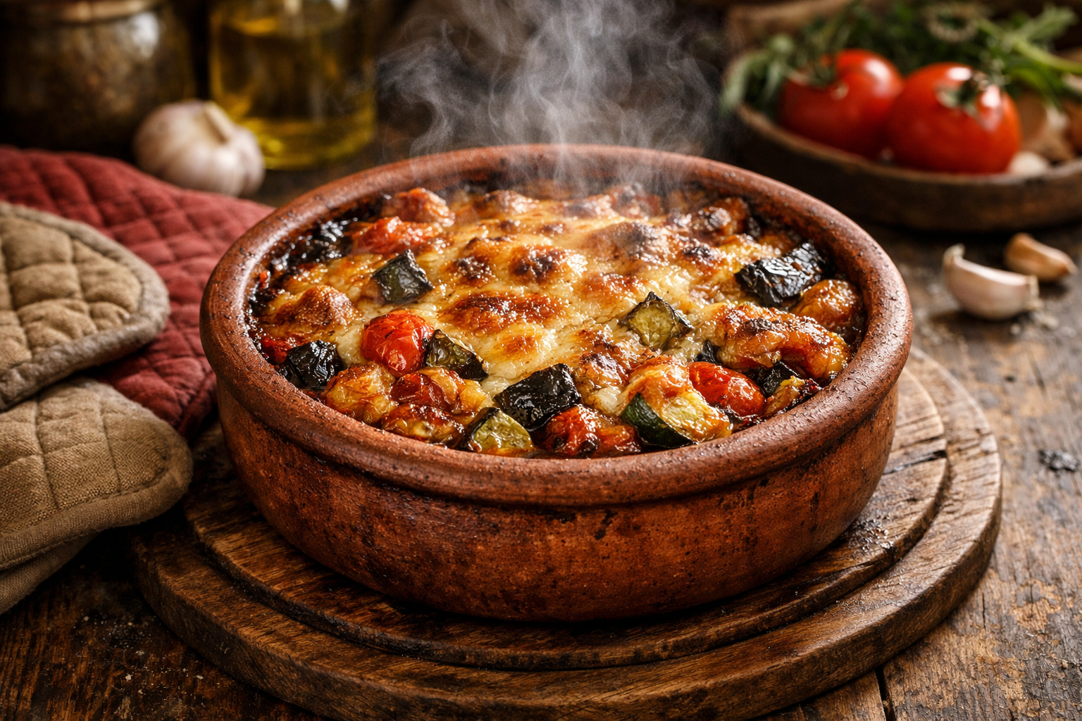 Fırından yeni çıkmış sebzeli güveç