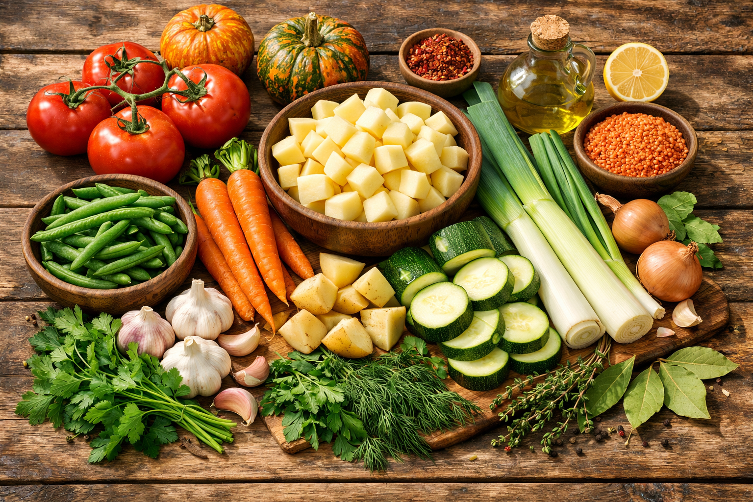 Mevsim sebzeleri taze ve renkli bir şekilde tezgahta dizili